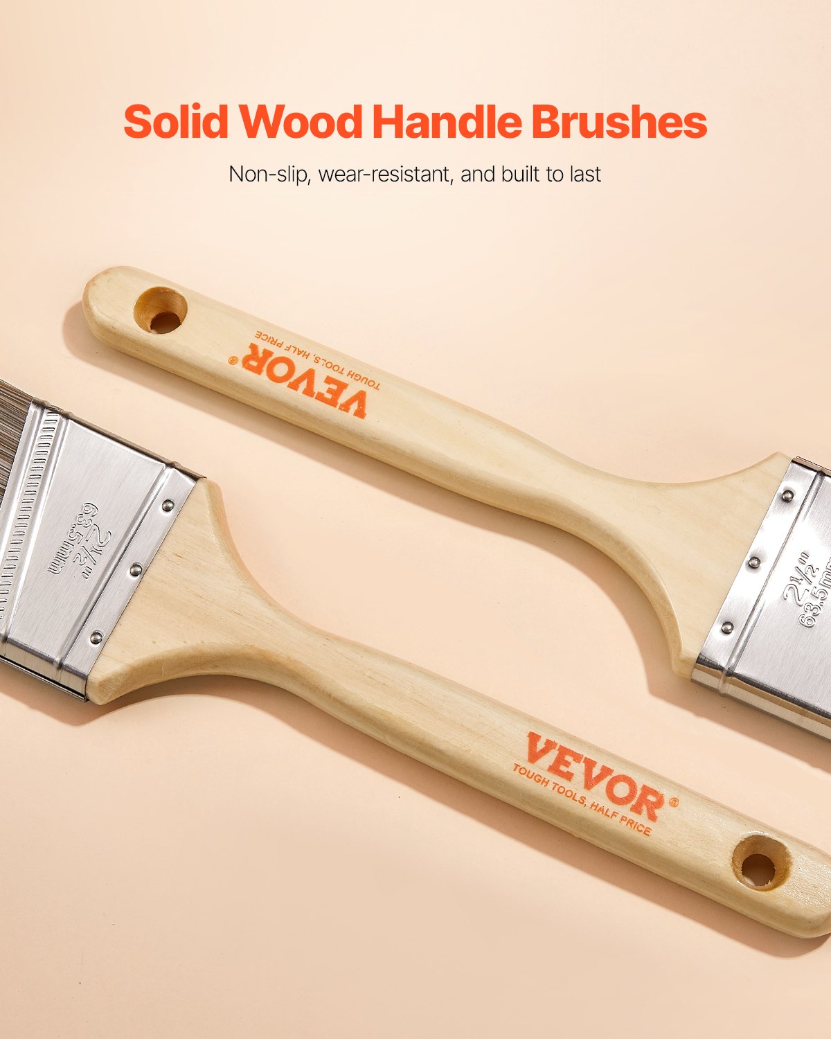 Paint Brushes, 12 Piece Angle Paint Brush, Treated Wood Handle, Paint Brush Set for All Latex and Oil Paints & Stains, Wood Stain Brushes for Cabinets, Walls, Fences, Interior & Exterior Use