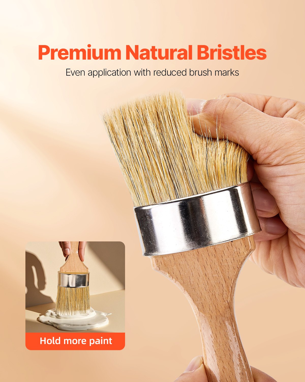 Chalk Wax Paint Brush, 4 Piece Wax Paint Brush, Chalk Paint Brushes for Furniture, Acrylic Paint,Milk Paint,Home Decor, Natural Bristle Round Oval Chalk Paint Brush for All Painting and Waxing