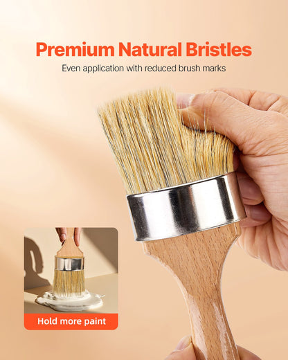 Chalk Wax Paint Brush, 4 Piece Wax Paint Brush, Chalk Paint Brushes for Furniture, Acrylic Paint,Milk Paint,Home Decor, Natural Bristle Round Oval Chalk Paint Brush for All Painting and Waxing
