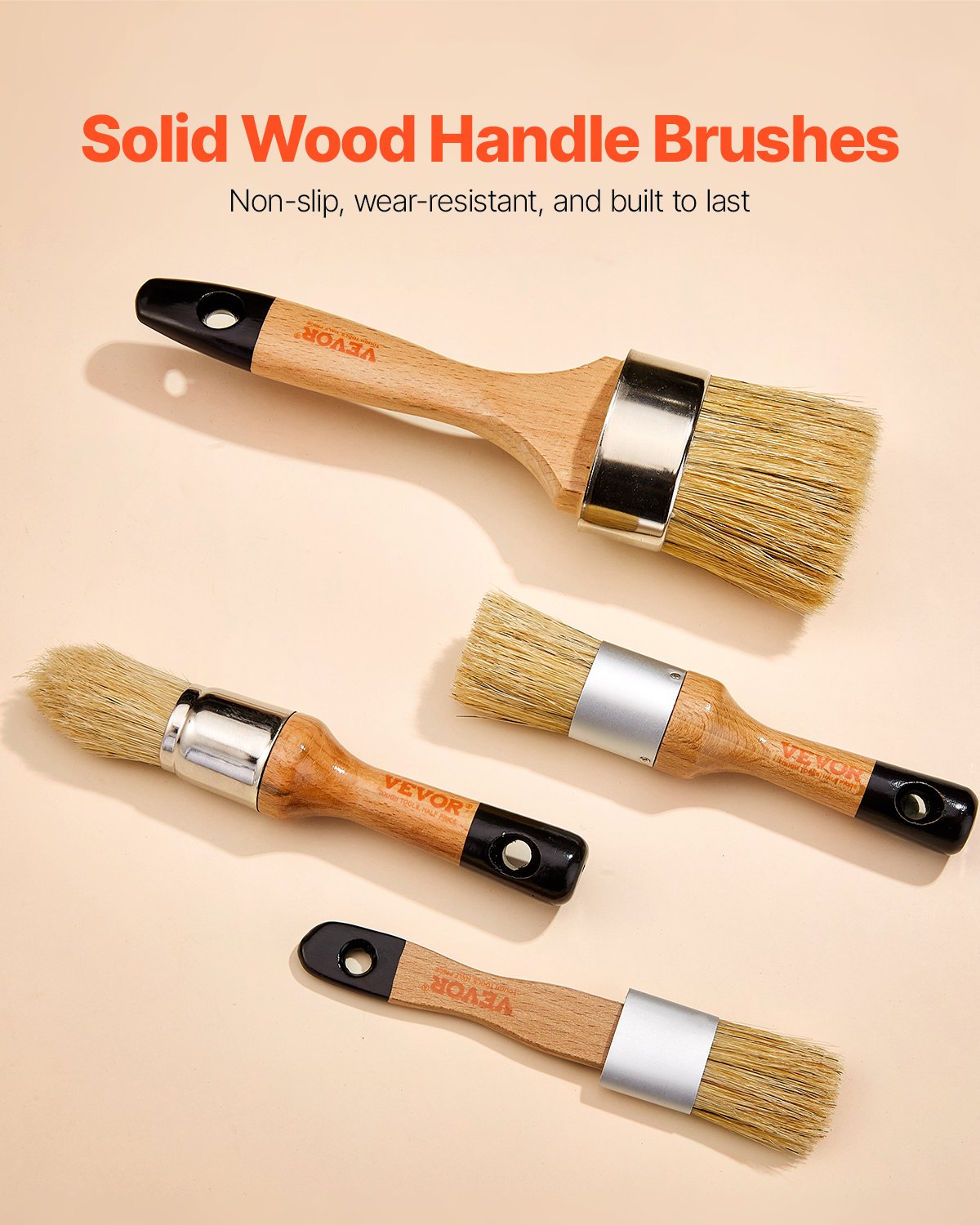 Chalk Wax Paint Brush, 4 Piece Wax Paint Brush, Chalk Paint Brushes for Furniture, Acrylic Paint,Milk Paint,Home Decor, Natural Bristle Round Oval Chalk Paint Brush for All Painting and Waxing