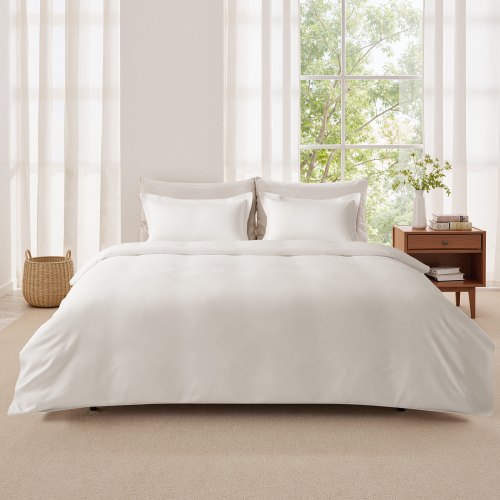 King Duvet Cover Set, 100% Cotton, 3 Pieces Bedding Set King Size with 1 Duvet Cover 104 x 90 in and 2 Pillow Shams 20 x 36 in, Soft Breathable, Double Zipper Closure, for Home Bedding, White