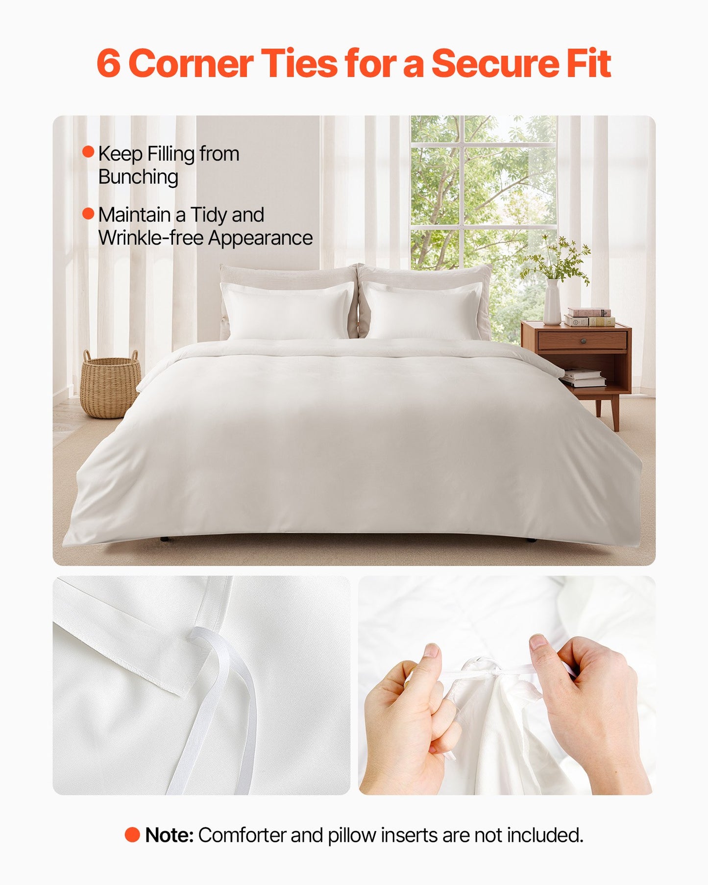 King Duvet Cover Set, 100% Cotton, 3 Pieces Bedding Set King Size with 1 Duvet Cover 104 x 90 in and 2 Pillow Shams 20 x 36 in, Soft Breathable, Double Zipper Closure, for Home Bedding, White