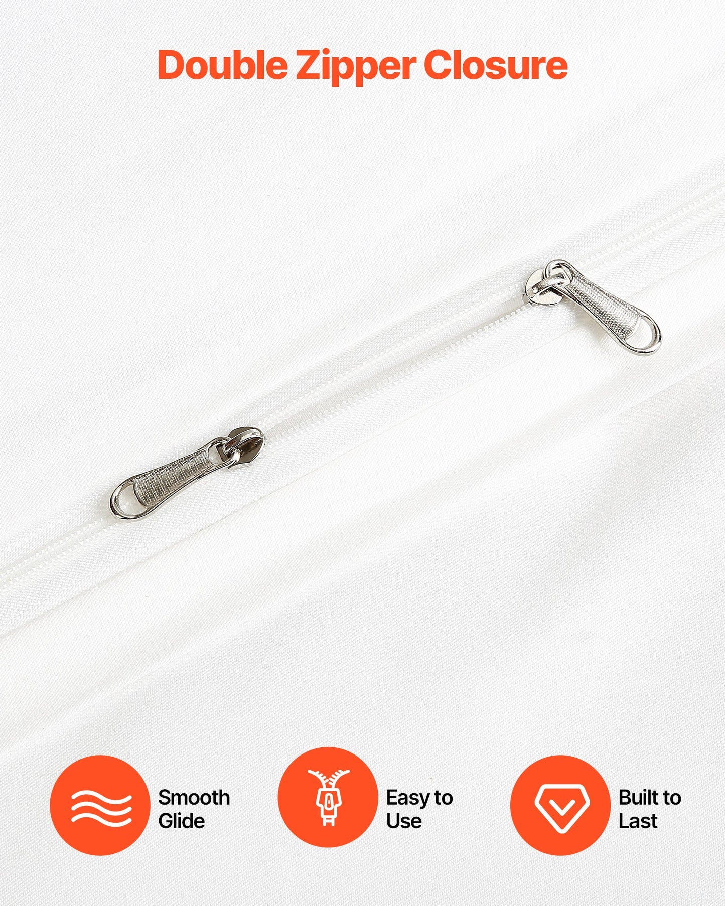 King Duvet Cover Set, 100% Cotton, 3 Pieces Bedding Set King Size with 1 Duvet Cover 104 x 90 in and 2 Pillow Shams 20 x 36 in, Soft Breathable, Double Zipper Closure, for Home Bedding, White