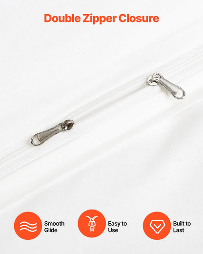 King Duvet Cover Set, 100% Cotton, 3 Pieces Bedding Set King Size with 1 Duvet Cover 104 x 90 in and 2 Pillow Shams 20 x 36 in, Soft Breathable, Double Zipper Closure, for Home Bedding, White