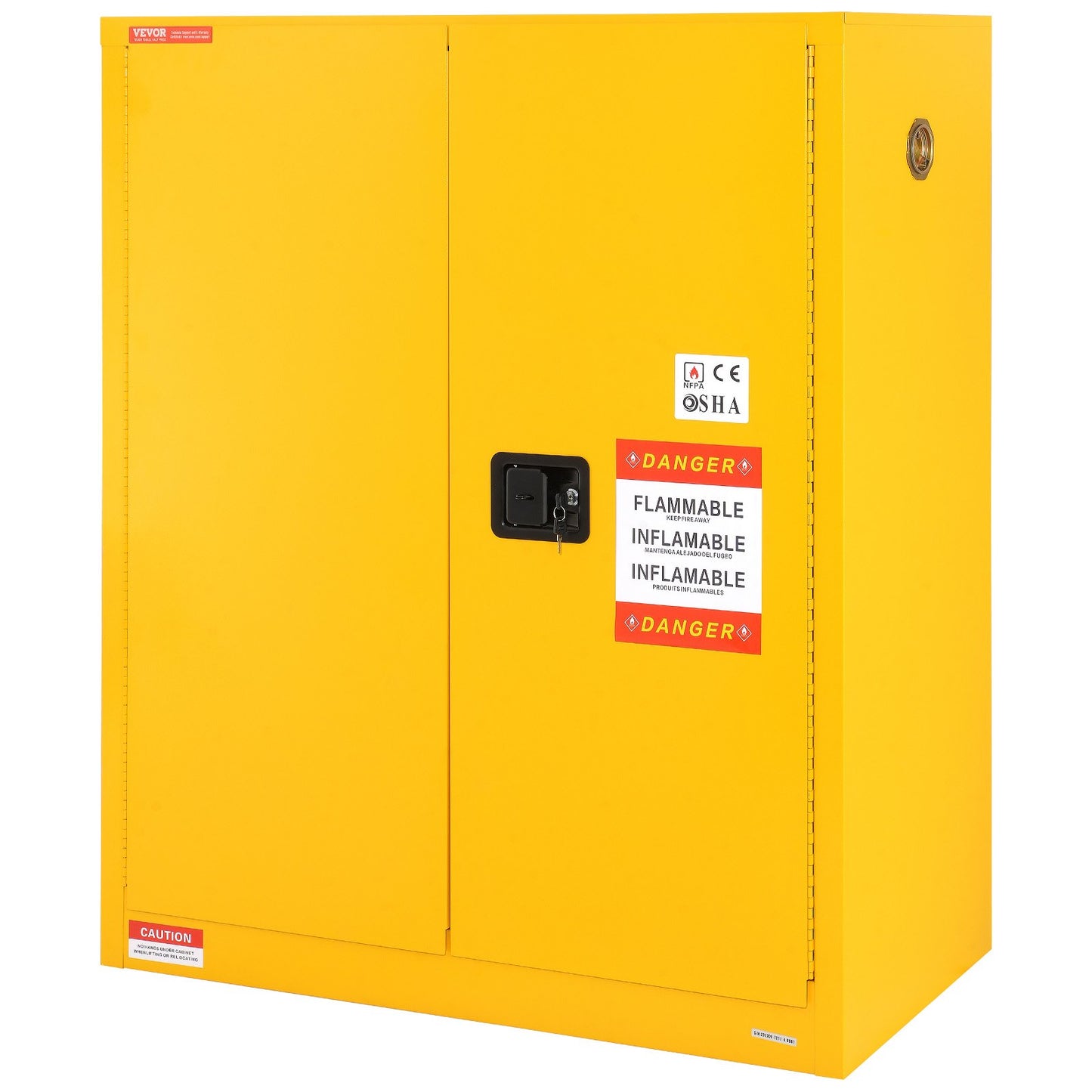 Flammable Safety Cabinet, 30 Gal, Cold Rolled Steel Flammable Liquid Storage Cabinet, 43.1x18.1x50.1 in Explosion Proof with 1 Adjustable Shelf 2 Manual Closing Doors for Industrial Use, Yellow