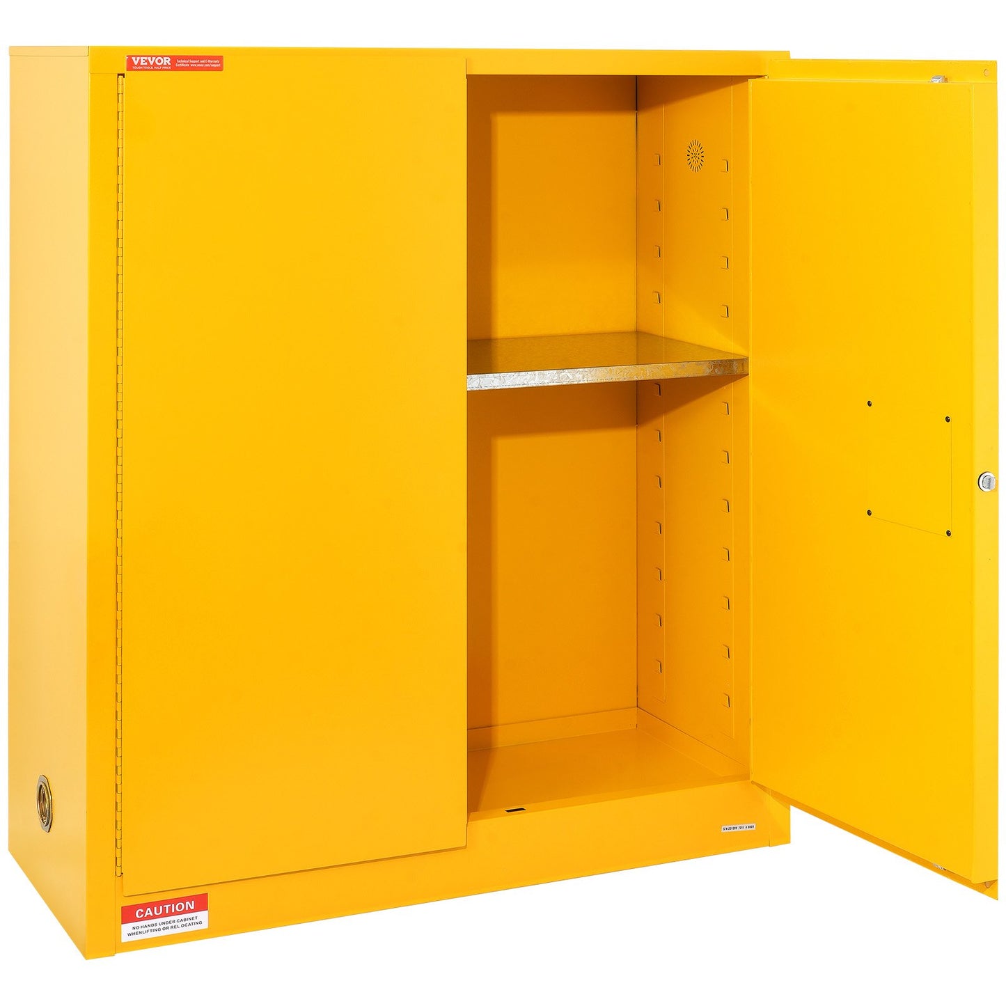 Flammable Safety Cabinet, 30 Gal, Cold Rolled Steel Flammable Liquid Storage Cabinet, 43.1x18.1x50.1 in Explosion Proof with 1 Adjustable Shelf 2 Manual Closing Doors for Industrial Use, Yellow