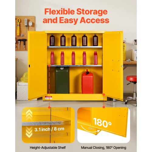 29Gal Flammable Storage Cabinet with Adjustable Shelf for Flammable Liquids | EU