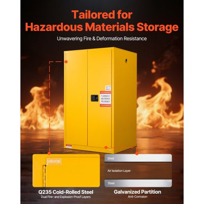 65Gal Flammable Storage Cabinet with Adjustable Shelf for Flammable Liquids | EU