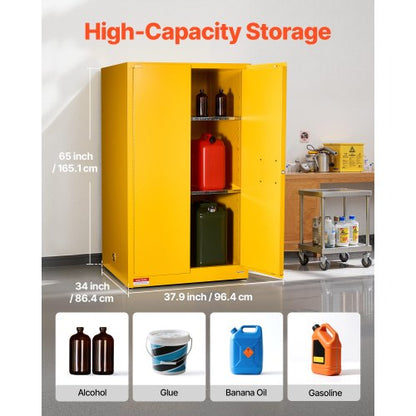 65Gal Flammable Storage Cabinet with Adjustable Shelf for Flammable Liquids | EU