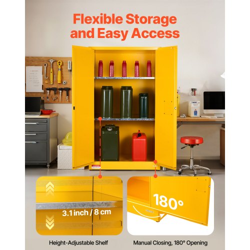 65Gal Flammable Storage Cabinet with Adjustable Shelf for Flammable Liquids | EU