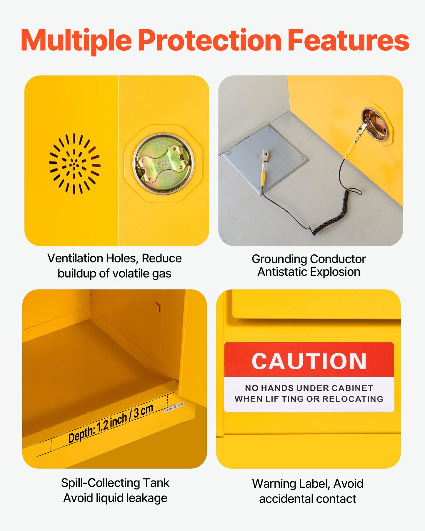 Flammable Cabinet, 23.2 x 18.1 x 35.4 Inch, 13 Gallon Flammable Storage Cabinet with Adjustable Shelf, Cold-Rolled and Galvanized Steel Fire Cabinets, for Commercial Industrial Home Use, Yellow