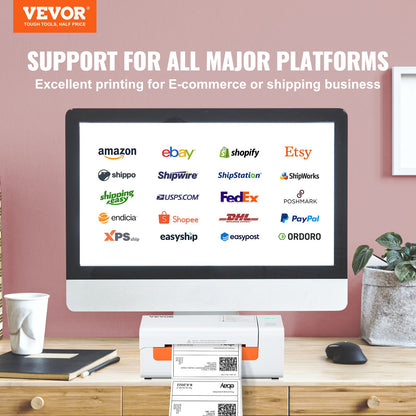 Termisk etikettskrivare, 4x6 etikettskrivare, termisk etikettmaskin med automatisk etikettigenkänning, stöd för Windows/MacOS/Linux, kompatibel med Amazon, eBay, Etsy, UPS, etc