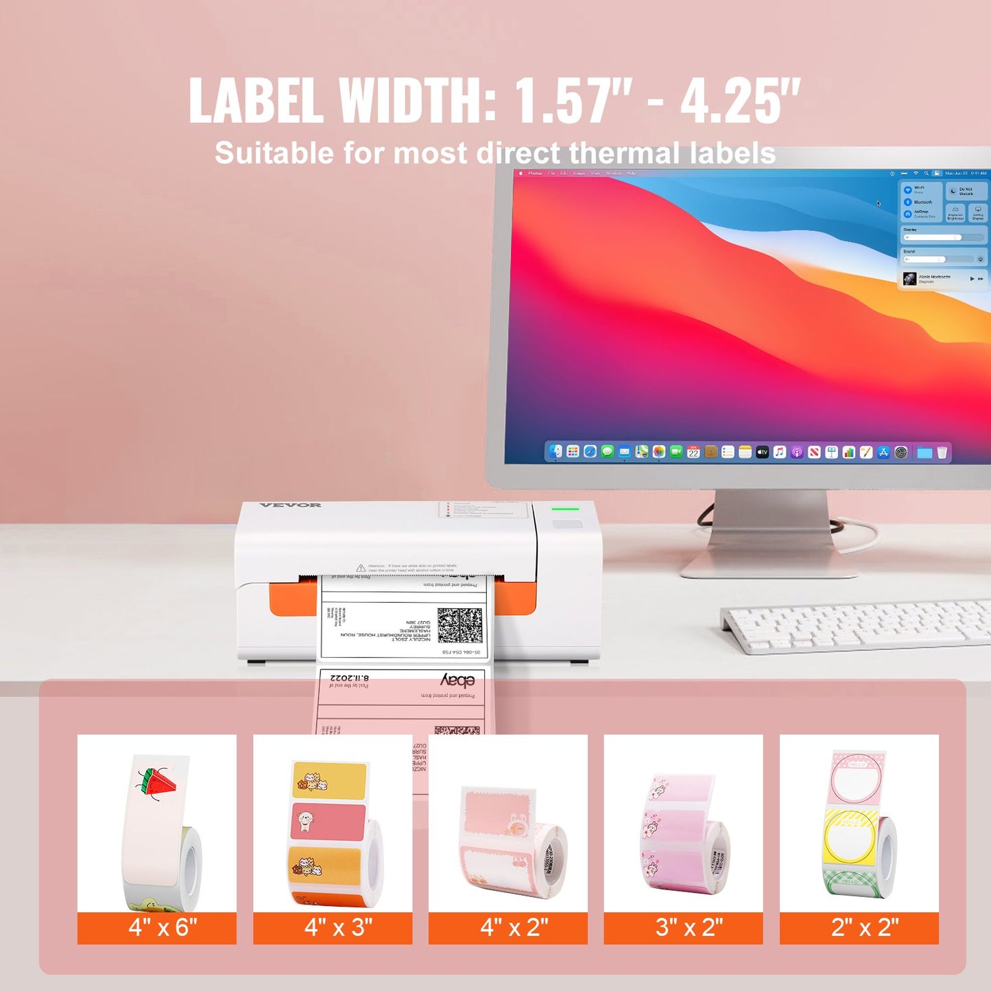 Termisk etikettskrivare, 4x6 etikettskrivare, termisk etikettmaskin med automatisk etikettigenkänning, stöd för Windows/MacOS/Linux, kompatibel med Amazon, eBay, Etsy, UPS, etc