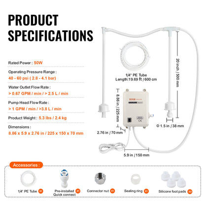 Bottled Water Dispenser Pump System, 2x5 Gallon Dispensing System, Automatic Electric Water Dispenser, Double-Pipe Water Jug Pump, Compatible Use with Coffee/Tea Machine, Refrigerator, Ice Maker