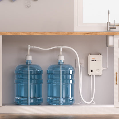 Bottled Water Dispenser Pump System, 2x5 Gallon Dispensing System, Automatic Electric Water Dispenser, Double-Pipe Water Jug Pump, Compatible Use with Coffee/Tea Machine, Refrigerator, Ice Maker