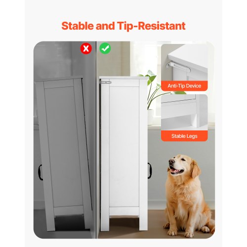 Badrumsskåp i trä med justerbar hylla, 2 dörrar, vit |  EU