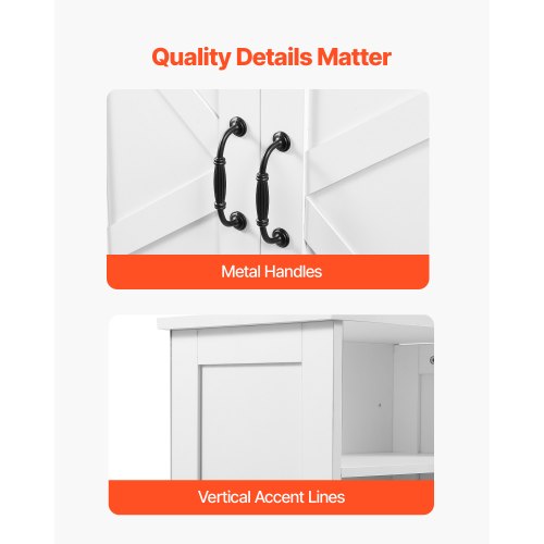 Badrumsskåp i trä med justerbar hylla, 2 dörrar, vit |  EU