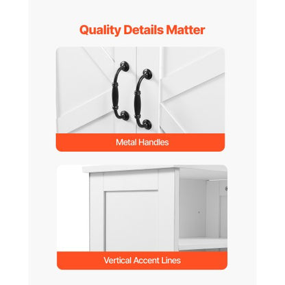 Badrumsskåp i trä med justerbar hylla, 2 dörrar, vit |  EU