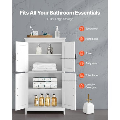 Wooden bathroom cabinet, storage organizer, adjustable shelf, white | EU