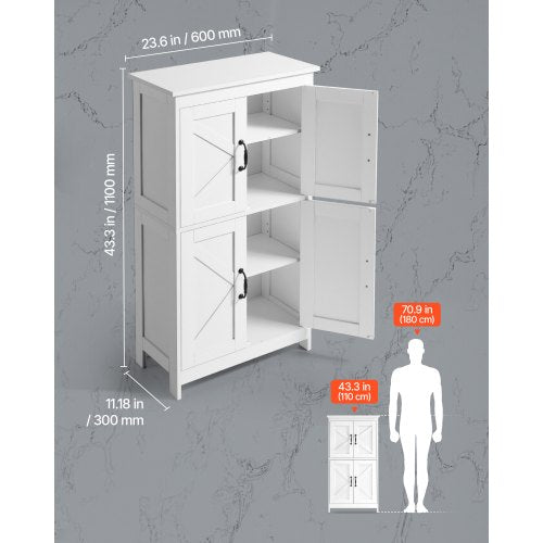 Wooden bathroom cabinet, storage organizer, adjustable shelf, white | EU