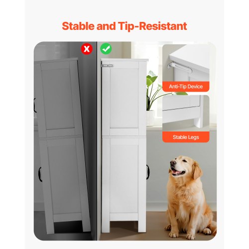 Wooden bathroom cabinet, storage organizer, adjustable shelf, white | EU