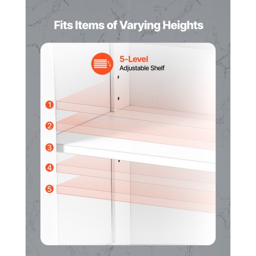 Wooden bathroom cabinet, storage, 3 levels with adjustable shelf, white | EU