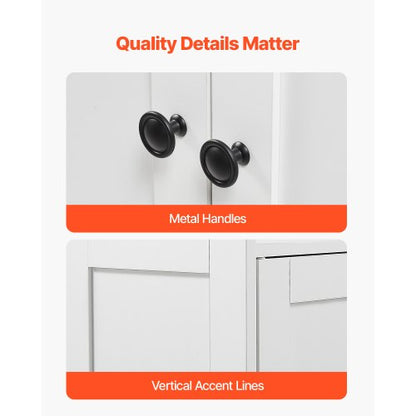 Wooden bathroom cabinet, storage, 3 levels with adjustable shelf, white | EU