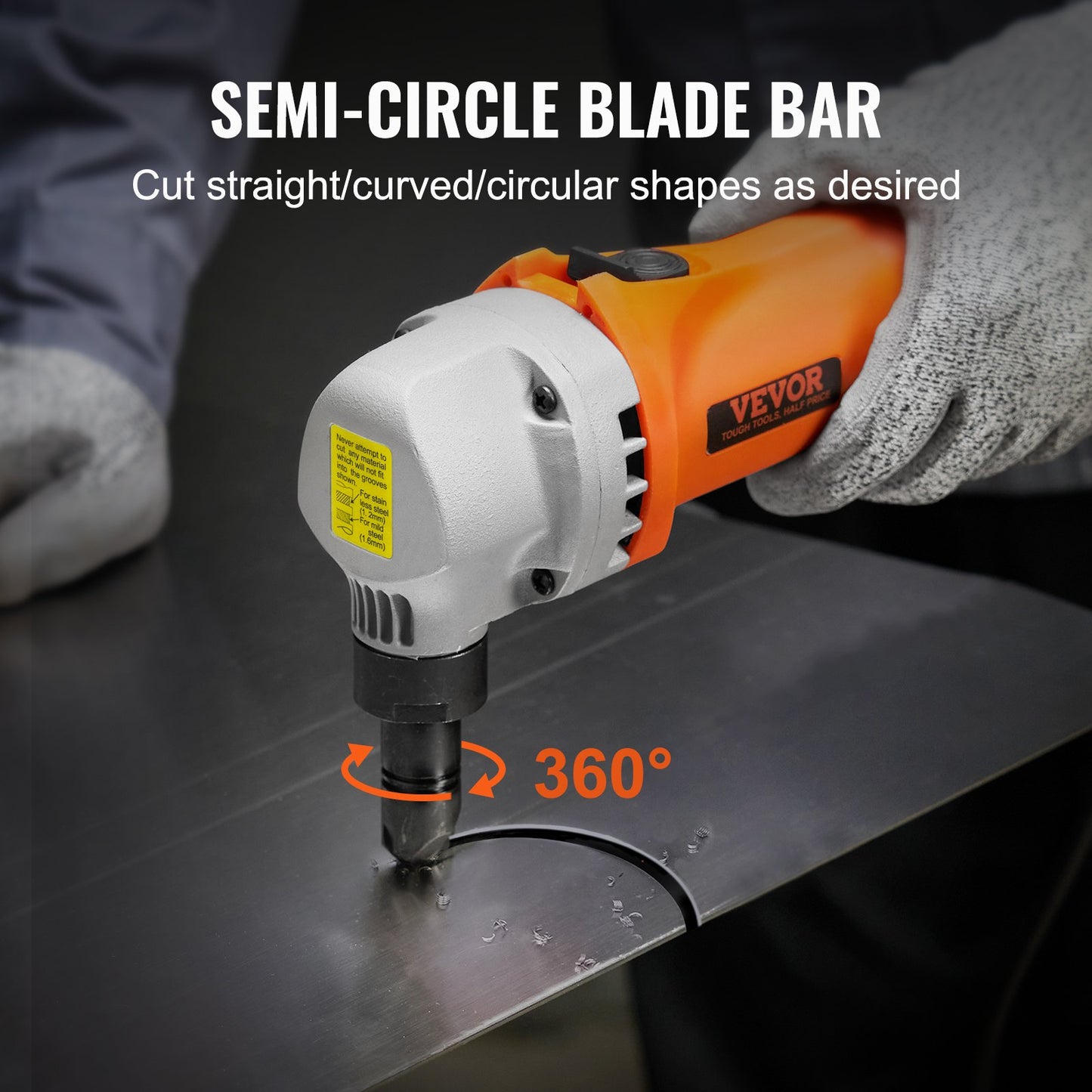 Sheet Metal Nibbler, 550W Powerful 2200 RPM High Speed, 360 Degree Rotation Electric Nibbler Metal Cutter, Straight Curve and Circle Cutting for Stainless Steel, Aluminum, Plastic, Wood Board