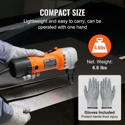 Sheet Metal Nibbler, 550W Powerful 2200 RPM High Speed, 360 Degree Rotation Electric Nibbler Metal Cutter, Straight Curve and Circle Cutting for Stainless Steel, Aluminum, Plastic, Wood Board