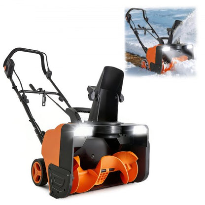 Electric Snow Blower, 20 inch 15A Corded Snow Thrower with Dual LED Headlights & 180° Rotating Chute, 25FT Throwing Distance, 12" Depth Clearing, Walk-Behind Snowblower for Driveway Sidewalk