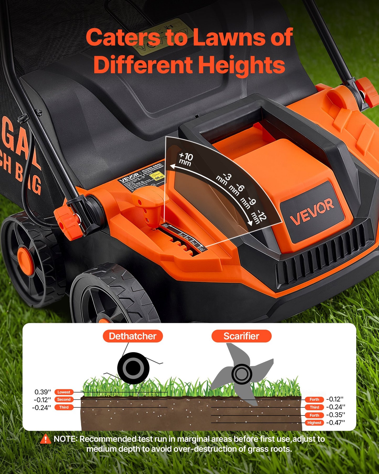 2-in-1 Electric Dethatcher and Scarifier, 13-Inch 13 Amp, Corded Lawn Dethatcher with 13-Gallon Thatch Collection Bag, 5-Position Depth Adjustment, Walk Behind Machine for Garden Yard Grass