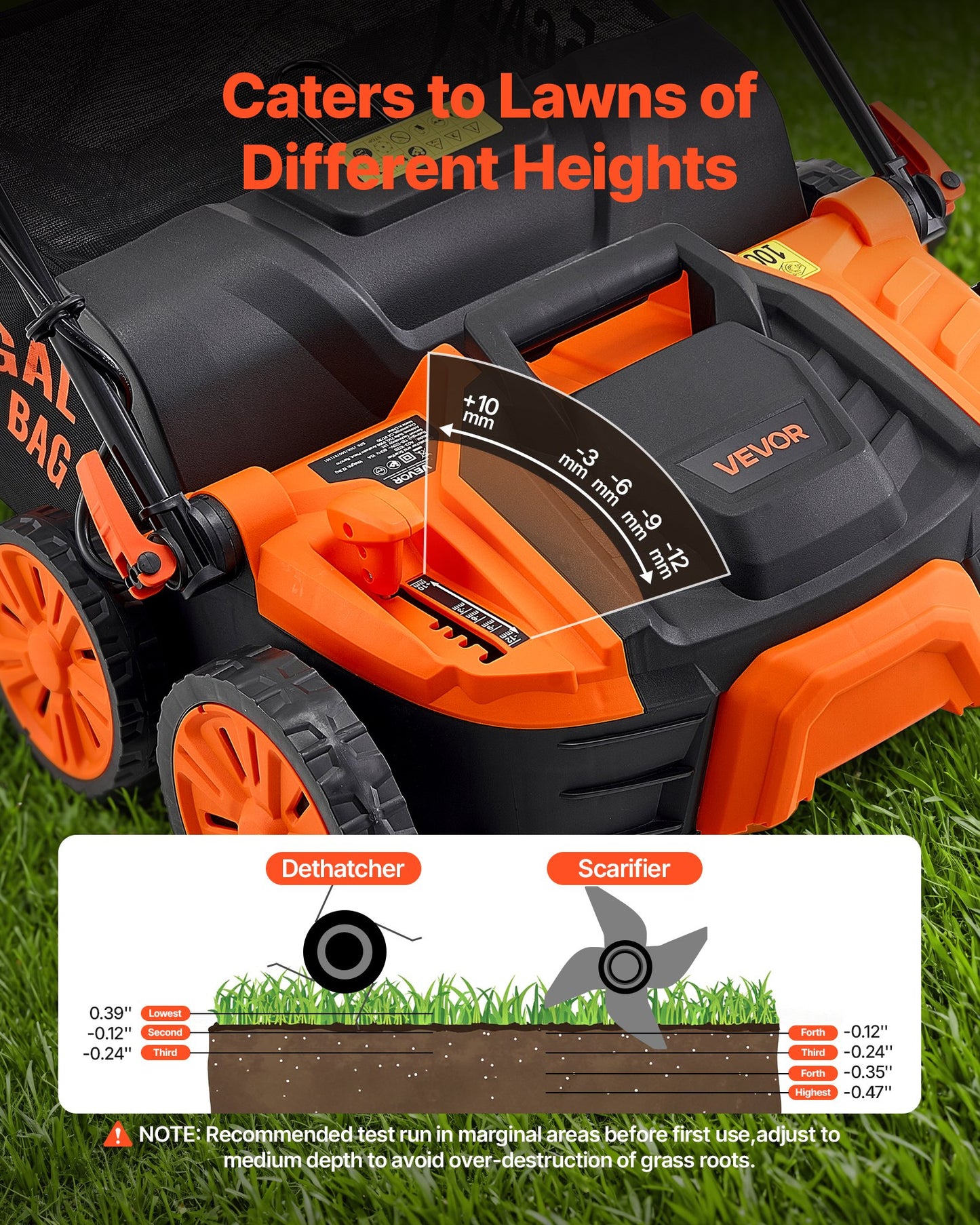 2-in-1 Electric Dethatcher and Scarifier, 16-Inch 15 Amp, Corded Lawn Dethatcher with 14.5-Gallon Thatch Collection Bag, 5-Position Depth Adjustment, Walk Behind Machine for Garden Yard Grass