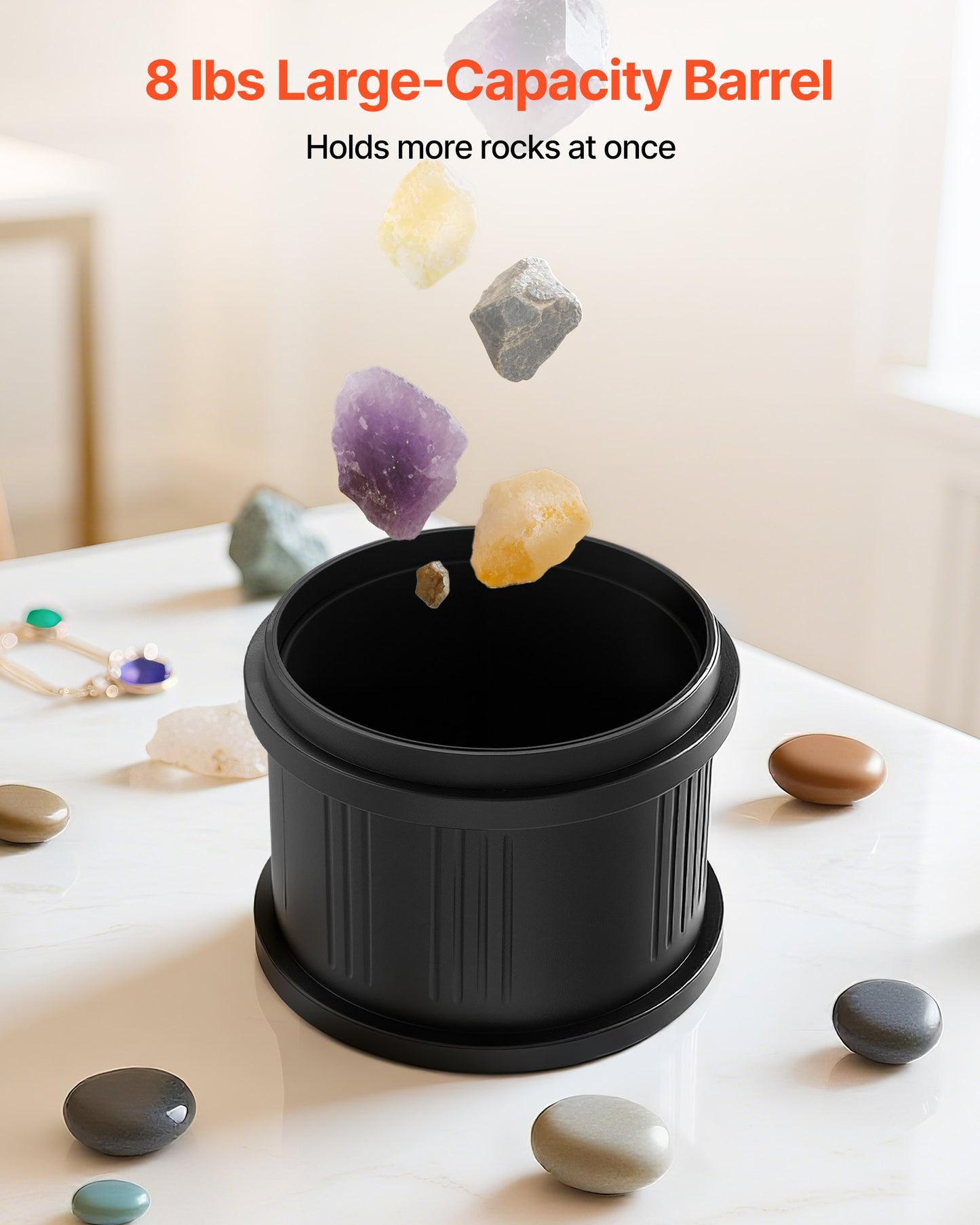 Rock Tumbler Kit, 8 lbs Rock Polishing Kit, 4 Speed Settings 9-Day Polishing Timer Stone Polishing Kit, Double Barrel Rock Polisher with Adapter, Rock Polisher for Adults and Kids