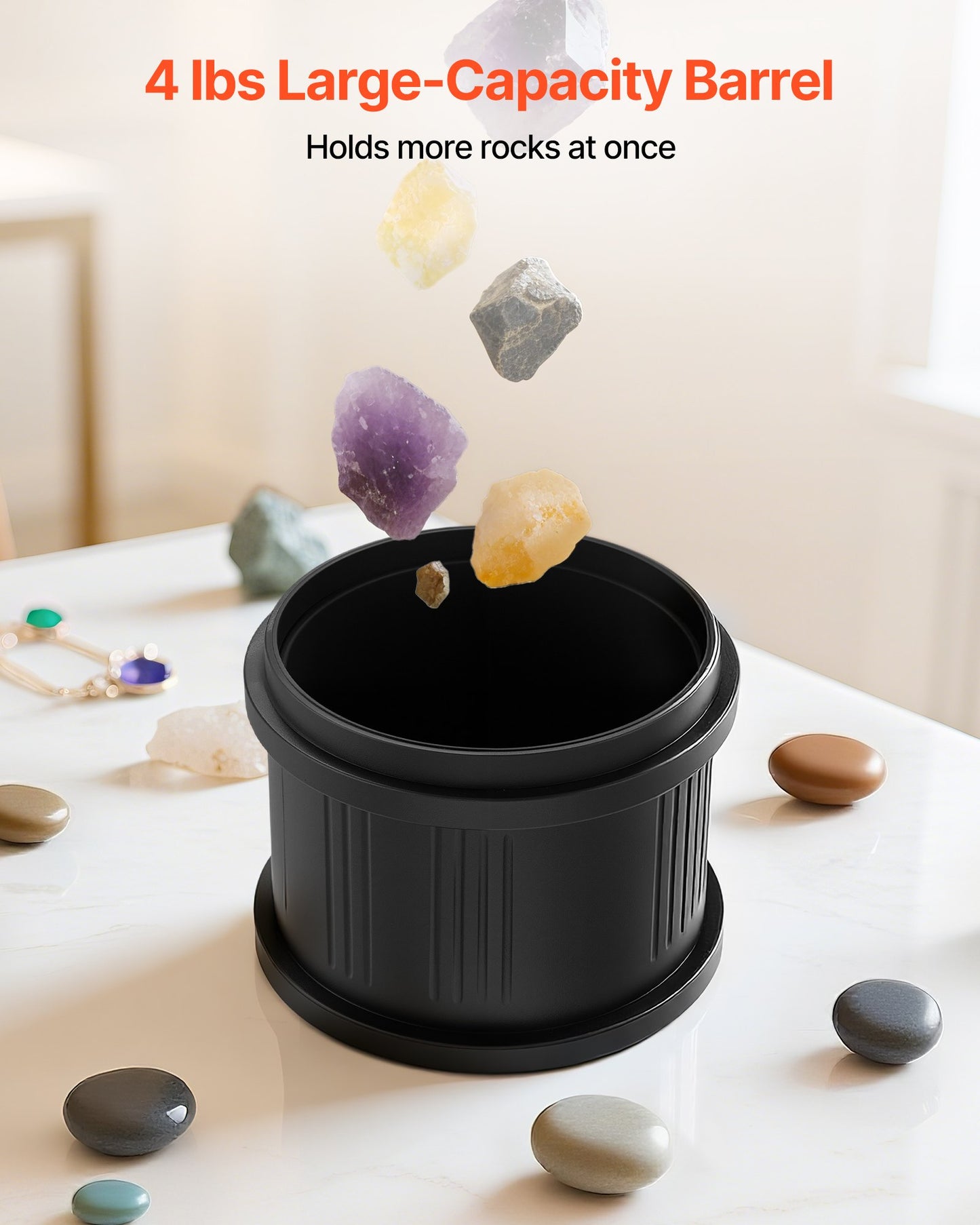 Rock Tumbler Kit, 4lbs Rock Polishing Kit, 4 Speed Settings 9-Day Polishing Timer Stone Polishing Kit, Belt-Free Rock Polisher with Adapter & Overload Protection, Rock Polisher for Adults Kids