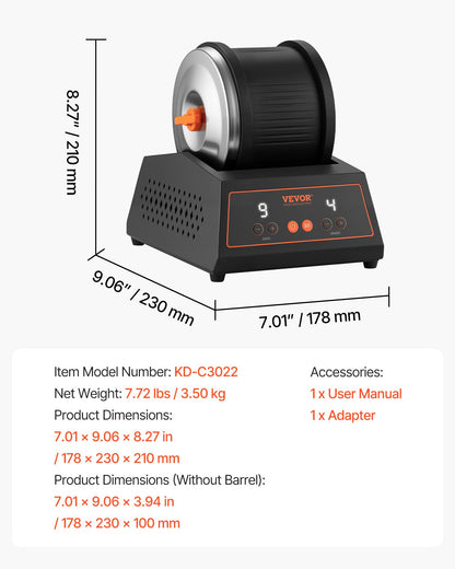 Rock Tumbler Kit, 4lbs Rock Polishing Kit, 4 Speed Settings 9-Day Polishing Timer Stone Polishing Kit, Belt-Free Rock Polisher with Adapter & Overload Protection, Rock Polisher for Adults Kids