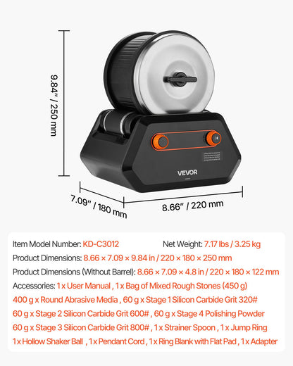 Rock Tumbler Kit, 3 lbs Rock Polishing Kit, 4 Speed Settings 9-Day Polishing Timer Stone Polishing Kit, Rock Polisher with Rough Gemstones and Polishing Grits, Rock Polisher for Adults Kids