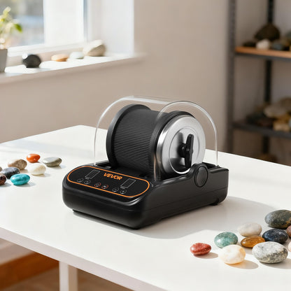 Rock Tumbler, 2 lb Rock Polishing Machine, Rocks Tumbling Kit with 4-Speed Adjustment, 1–9 Day Timer, PC Sound Reduction Cover & TPU Drum, Direct Drive Motor Rocks Polishing, Quiet Operation