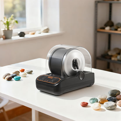 Rock Tumbler, 3 lb Rock Polishing Machine, Rocks Tumbling Kit with 4-Speed Adjustment, 1–9 Day Timer, PC Sound Reduction Cover & TPU Drum, Direct Drive Motor Rocks Polishing, Quiet Operation