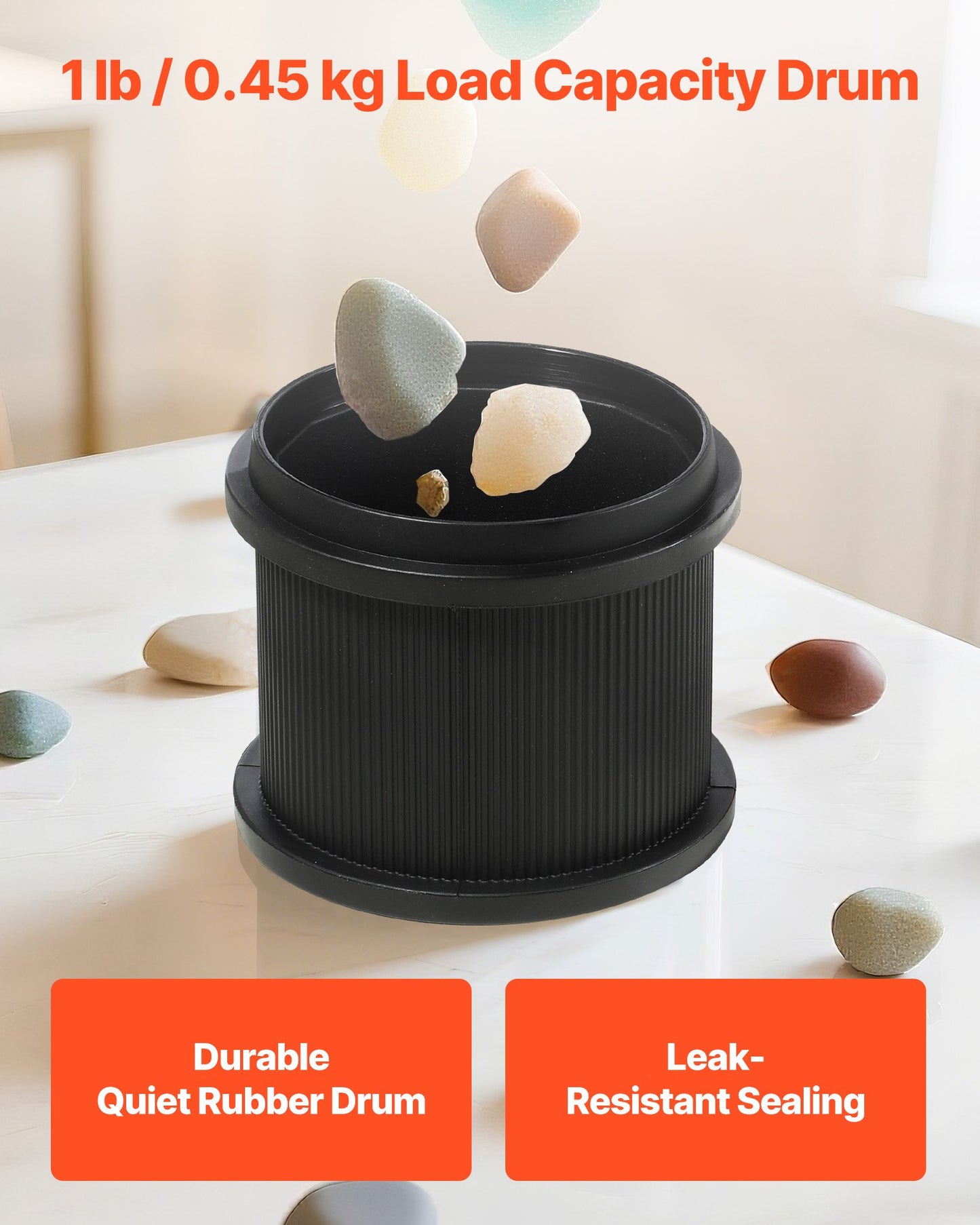 Rock Tumbler, 1 lb Rock Polishing Machine, Rocks Tumbling Kit with 4-Speed Adjustment, 1–9 Day Timer, Direct Drive Motor Rocks Polishing Kit for Rose Quartz, Amethyst, Quiet Operation