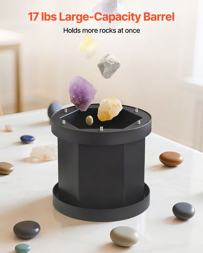 Rock Tumbler Kit, 17 lbs Rock Polishing Kit, 2-Speed Stone Polishing Kit with 240-Hour Polishing Timer, Rock Polisher with Belt-Driven Brushless Motor, Rock Polisher for Adults and Kids