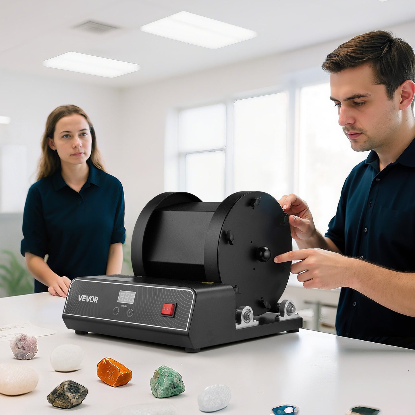 Rock Tumbler Kit, 17 lbs Rock Polishing Kit, 2-Speed Stone Polishing Kit with 240-Hour Polishing Timer, Rock Polisher with Belt-Driven Brushless Motor, Rock Polisher for Adults and Kids