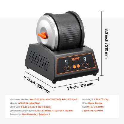 Rock Tumbler Machine, 4 lbs Rock Polishing Machine, 9 Speed Settings 9-Day Polishing Timer Stone Tumbler, Direct Drive Motor Rock Polisher, Cold-rolled Steel Body, Rock Polisher for Kids Adults