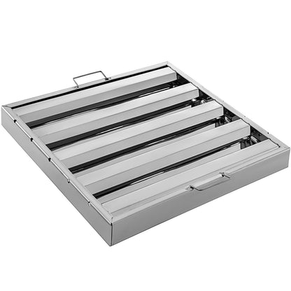 Pack of 6 Hood Filters 19.5W x 19.5H Inch, 430 Stainless Steel 4 Grooves Commercial Hood Filters, Range Hood Filter for Grease Rated Commercial Kitchen Exhaust Hoods