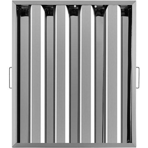 Pack of 6 Hood Filters 19.5W x 24.5H Inch, 430 Stainless Steel 4 Grooves Commercial Hood Filters, Range Hood Filter for Grease Rated Commercial Kitchen Exhaust Hoods