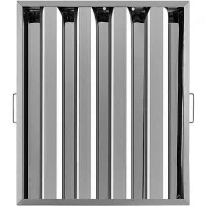 Pack of 6 Hood Filters 19.5W x 24.5H Inch, 430 Stainless Steel 4 Grooves Commercial Hood Filters, Range Hood Filter for Grease Rated Commercial Kitchen Exhaust Hoods