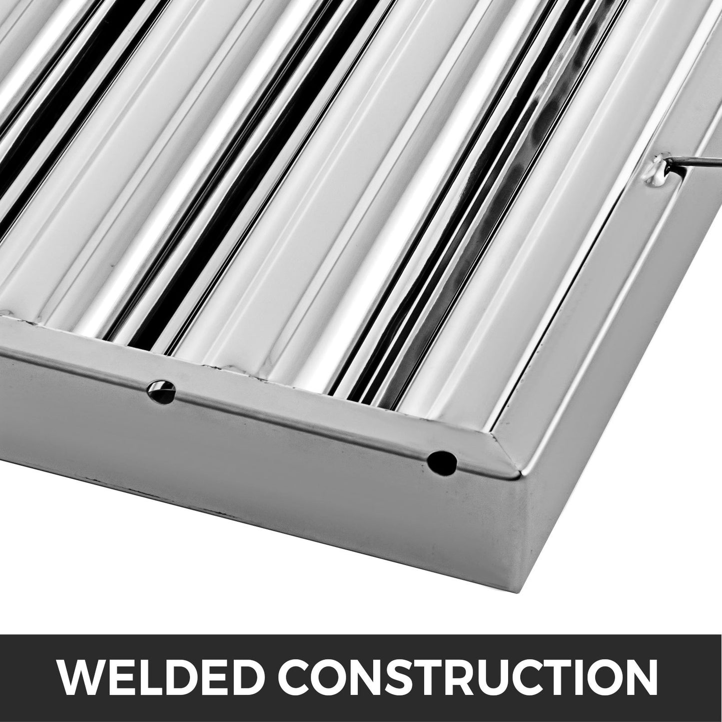 Pack of 6 Hood Filters 19.5W x 15.5H Inch, 430 Stainless Steel 5 Grooves Commercial Hood Filters, Range Hood Filter for Grease Rated Commercial Kitchen Exhaust Hoods