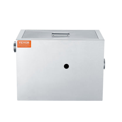 Kommersiell fettavskiljare, 8 LBS fettavskiljare, sidoinloppsavskiljare, fettavskiljare under diskbänken i rostfritt stål, 2,8 GPM spillvatten Olje-vattenavskiljare, för restaurangmatsal hemkök