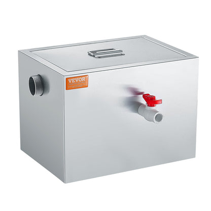 Kommersiell fettavskiljare, 8 LBS fettavskiljare, sidoinloppsavskiljare, fettavskiljare under diskbänken i rostfritt stål, 2,8 GPM spillvatten Olje-vattenavskiljare, för restaurangmatsal hemkök