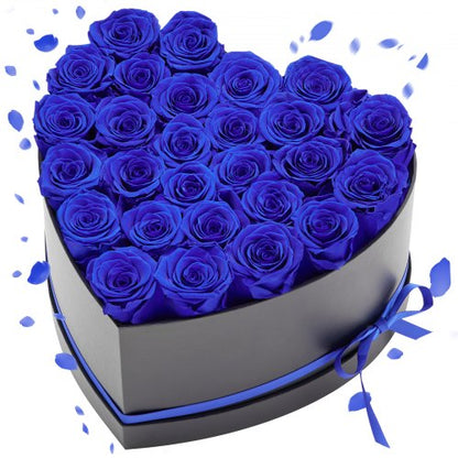 Forever Flowers, 27 Preserved Roses in a Heart Shape Box, Eternal Flowers Immortal Bouquet Birthday Present for Women Her Wife Mothers, Anniversary, Valentine's Day,Christmas, Royal Blue