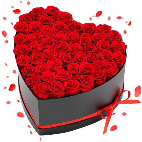 Forever Flowers, 50 Preserved Roses in a Heart Shape Box, Eternal Flowers Immortal Bouquet Birthday Present for Delivery Prime Women Her Wife Mothers, Anniversary, Valentine's Day,Christmas, Red